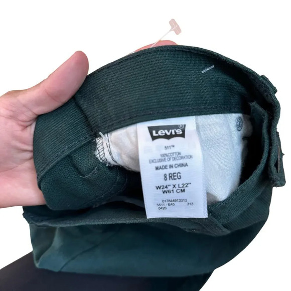 Levi’s Strauss & Co 5”11 Olive green Slim Fit Sz 24x22 (8Reg) Kids - Picture 3 of 6